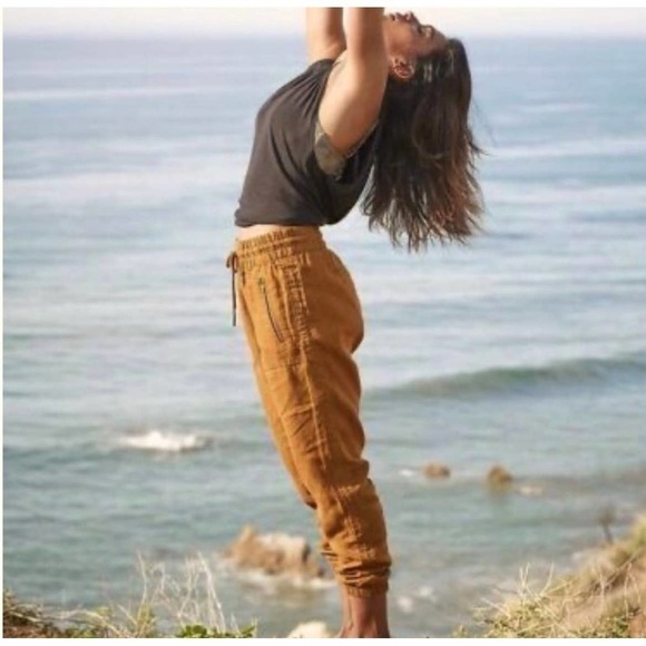 Athleta cabo linen jogger mustard yellow (toasted ochre) women’s size 4 - Picture 2 of 12